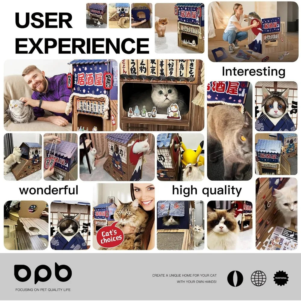 Cardboard Cat House Indoor Scratcher With Scratchers Bed