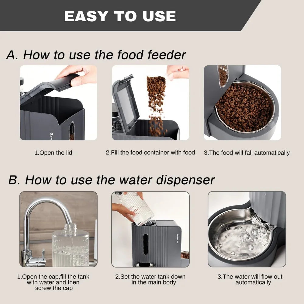 Hign-concerned Automatic Gravity Cat Food Feeder and Water Dispenser