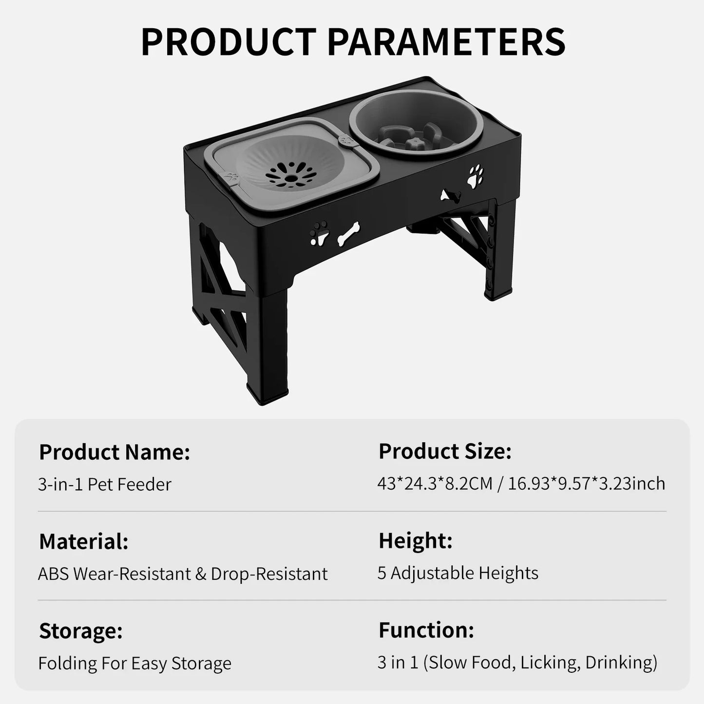 Feature 3 In 1 Pet Feeder Slow Feed Bowls Foldable