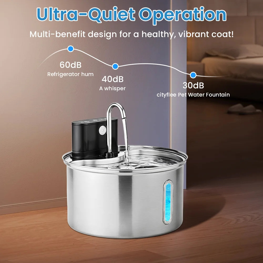 Cityflee Stainless Steel Cat Water Fountain Sensor And Smart Dispenser