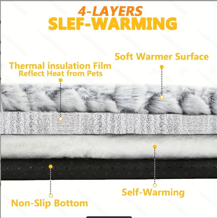 Self Warming Cat Bed With Faux Fur Heating Pad Indoor