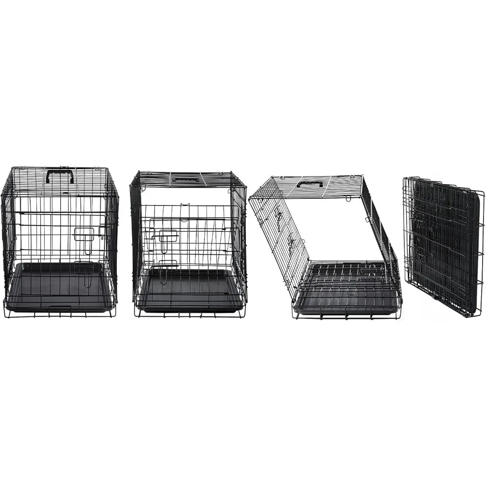 DONORO Dog Crates Indoor Double Door Kennels With Cover