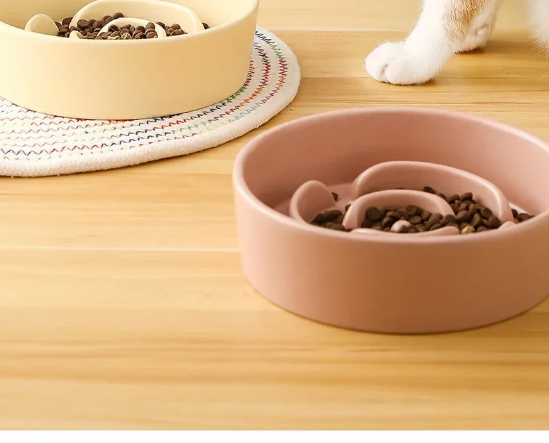 Ceramic Slow Feeder Pet Bowl For Cats And Dogs Anti Choke