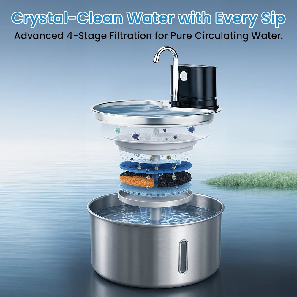 Cityflee Stainless Steel Cat Water Fountain Sensor And Smart Dispenser