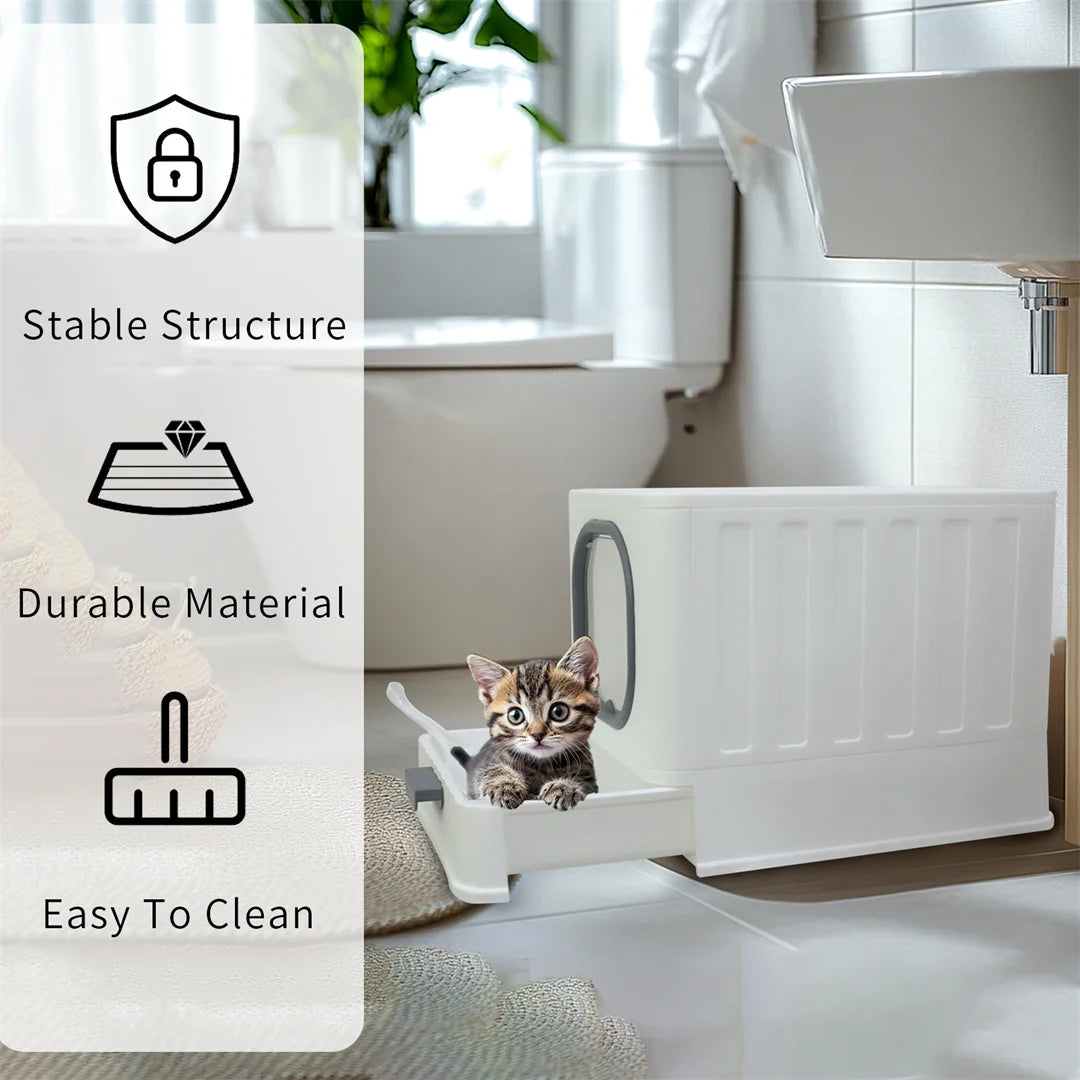 Feature Foldable Top Entry Cat Litter Box With Lid