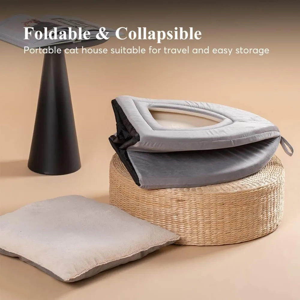 2 in 1 Cat House Bed for Indoor Cats