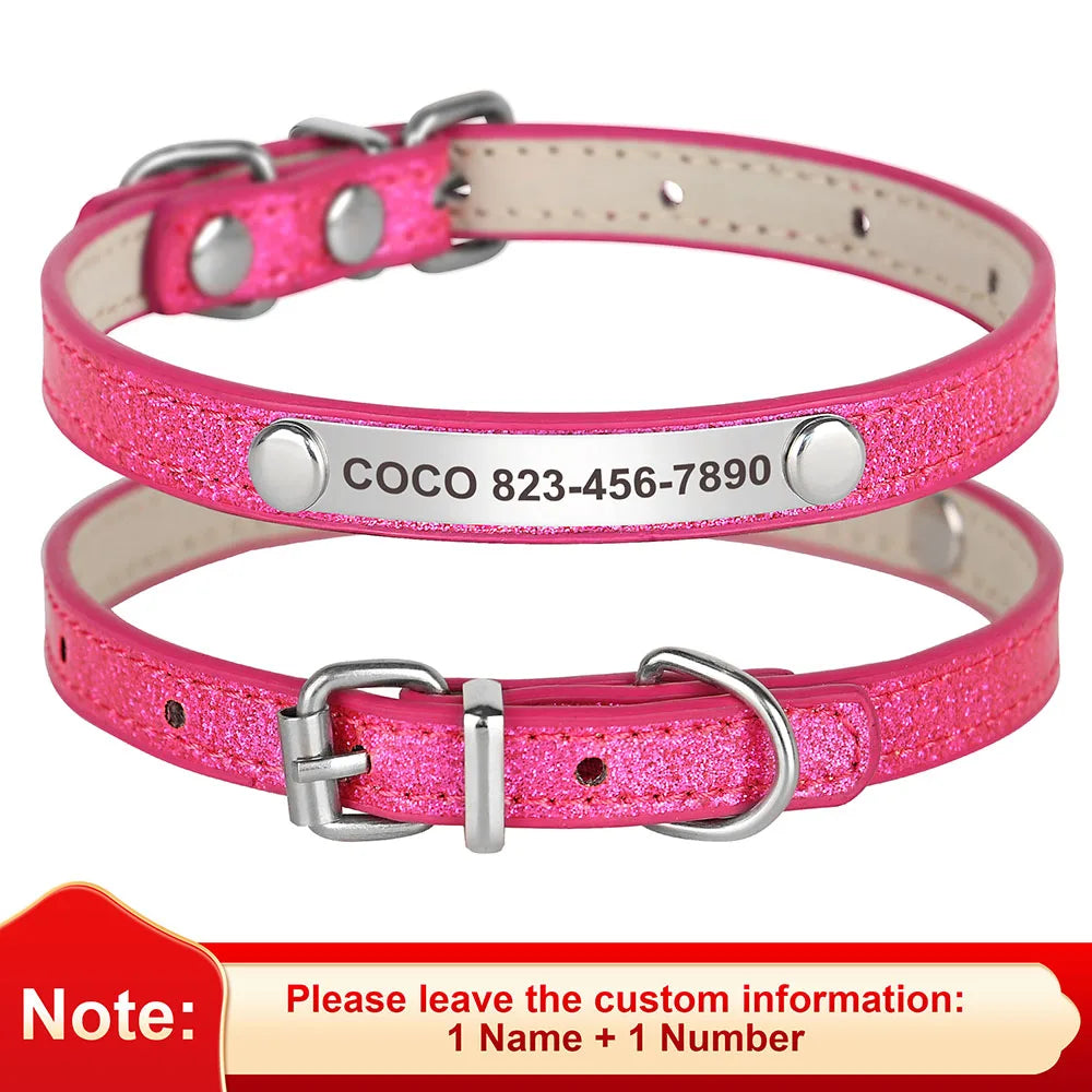 Beirui Custom Cat Collar Bling Leather With Engraved Id Nameplate