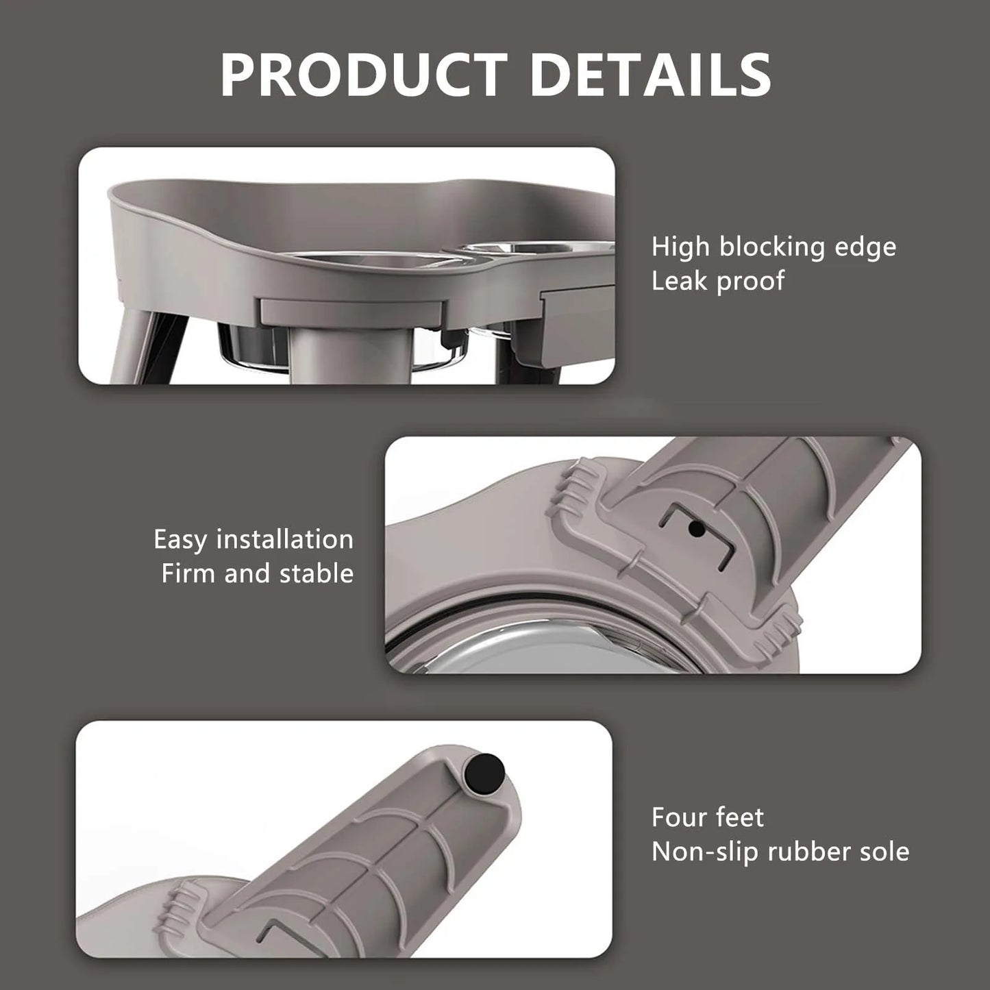 Hign-concerned Elevated Dog Feeder Stainless Steel No Spill Design