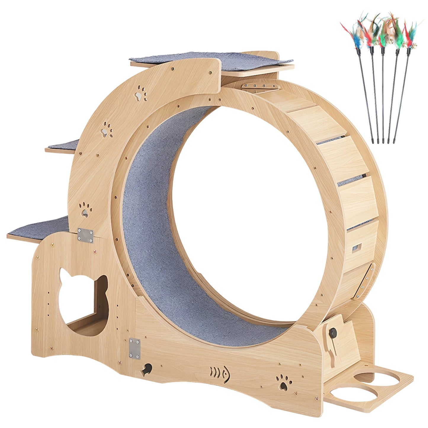 APWIKOGER Six In One Indoor Cat Activity Center Wooden Teaser