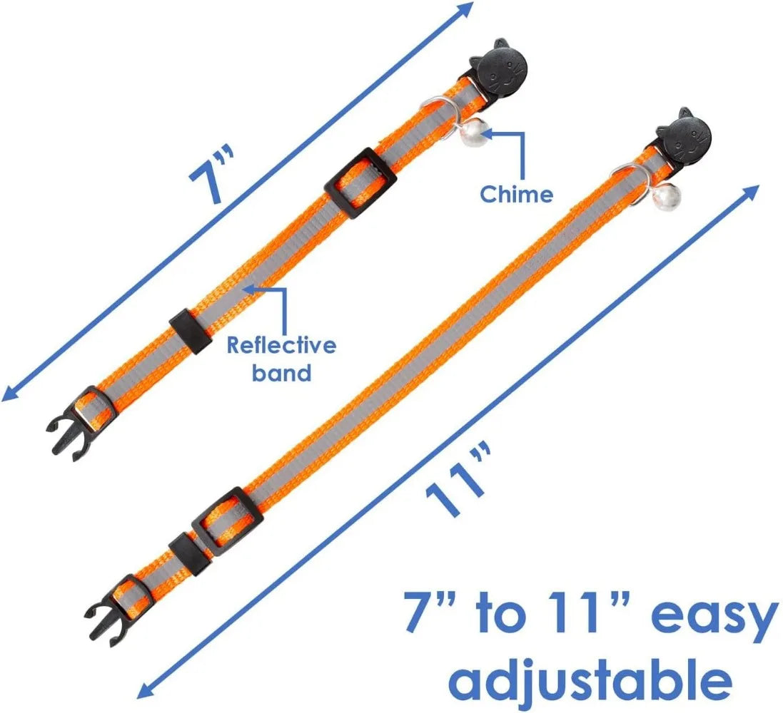 Hign-concerned Six Reflective Cat Collars With Bell And Breakaway Charms