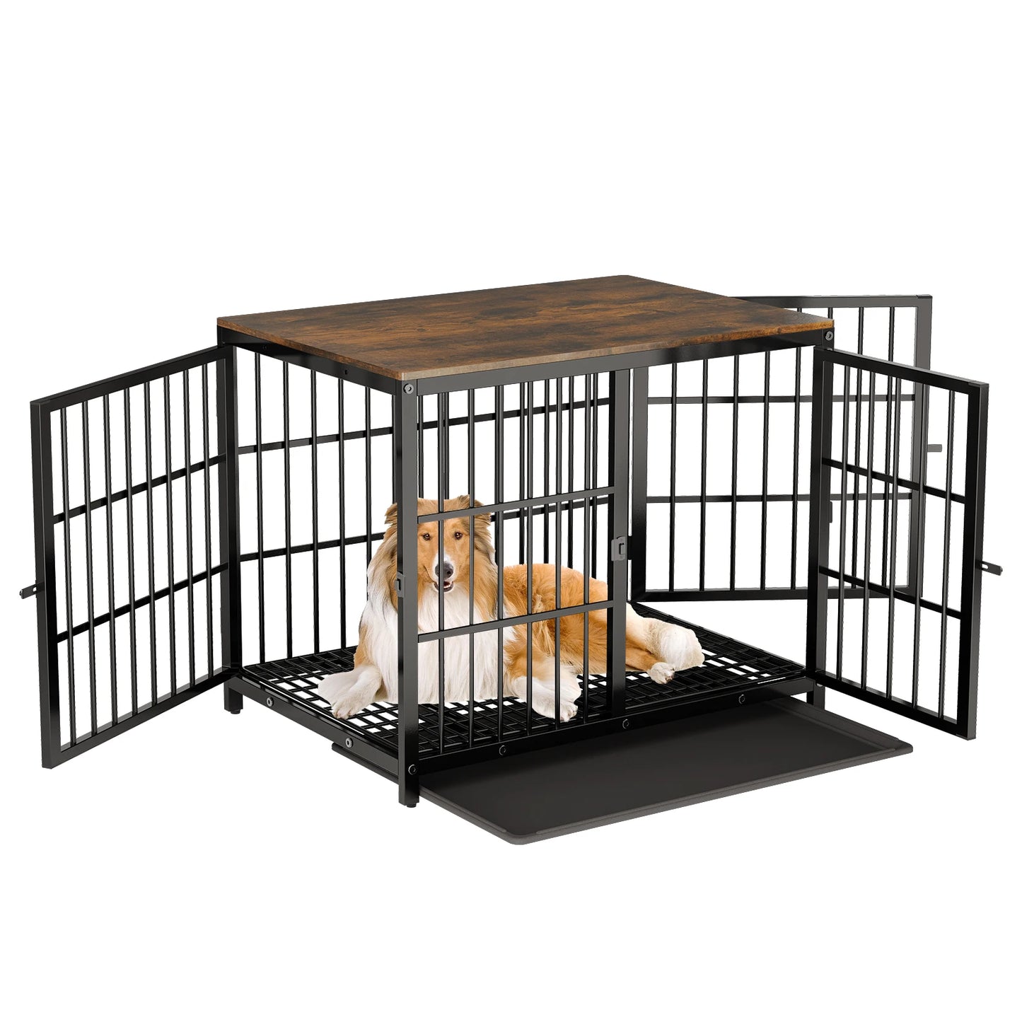 BINGOPAW Heavy Duty Dog Kennel End Table Crate With Tray