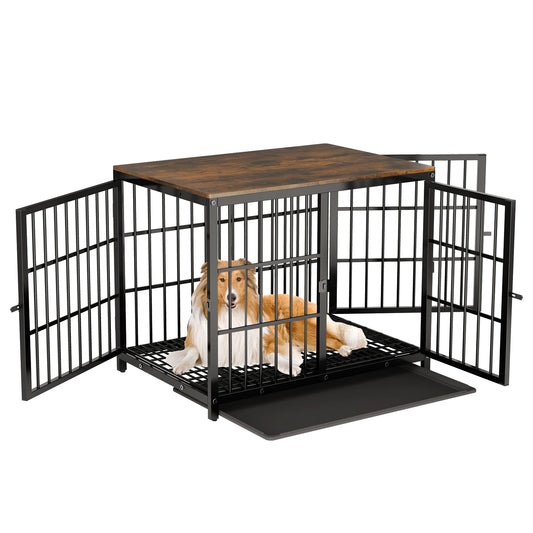 BINGOPAW Heavy Duty Dog Kennel End Table Crate With Tray