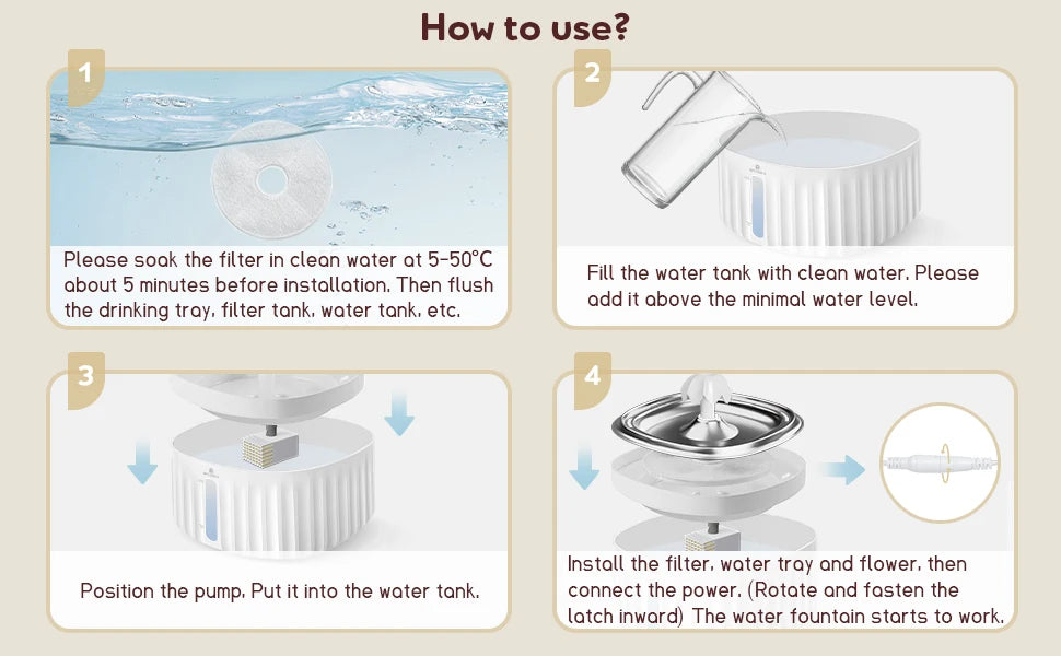 APETDOLA Cat Water Fountain Automatic Pet Water Dispenser Filtration