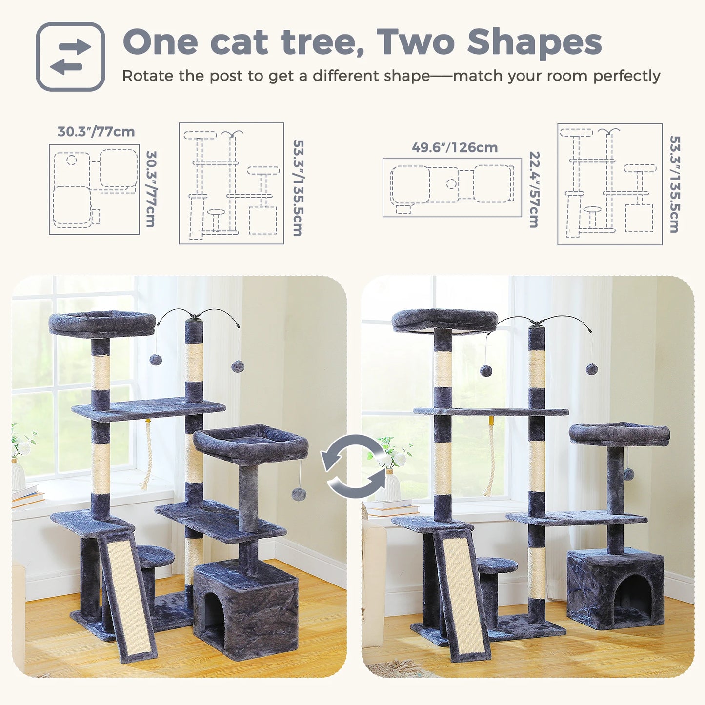 PAWZ Road Multi Level Cat Tree With Sisal Scratching Posts