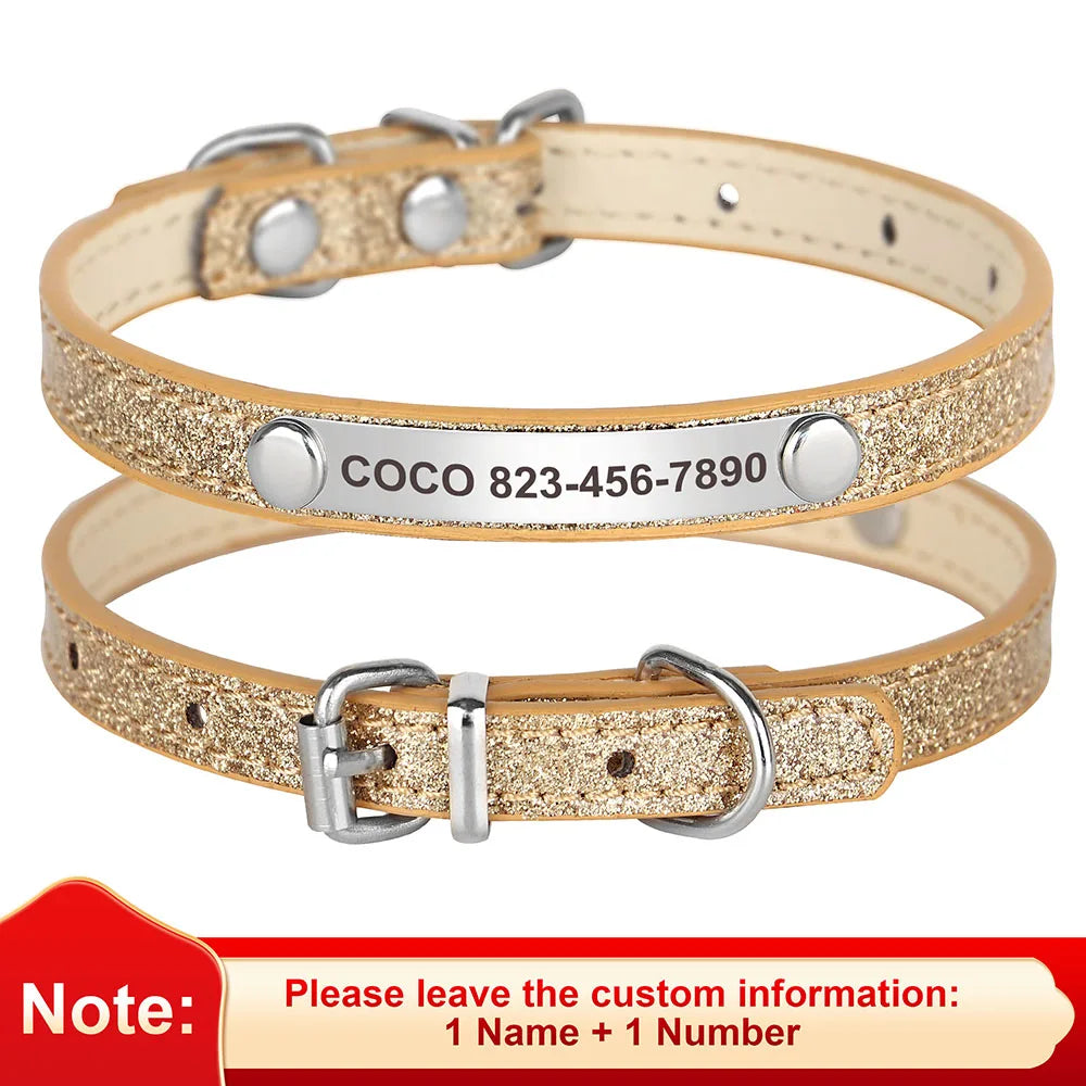 Beirui Custom Cat Collar Bling Leather With Engraved Id Nameplate