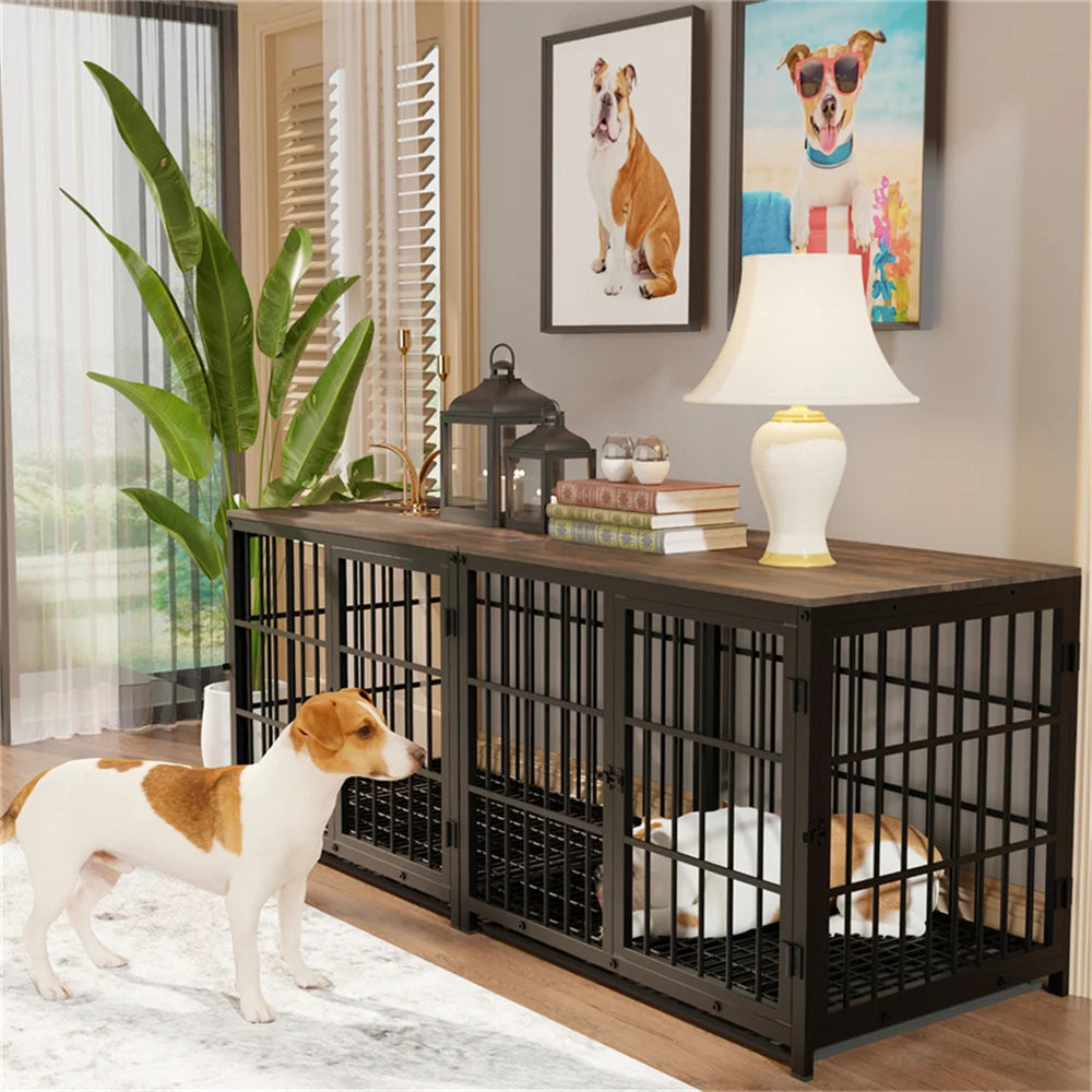 BORWARTH Wooden Dog Crate End Table Kennel with Tray