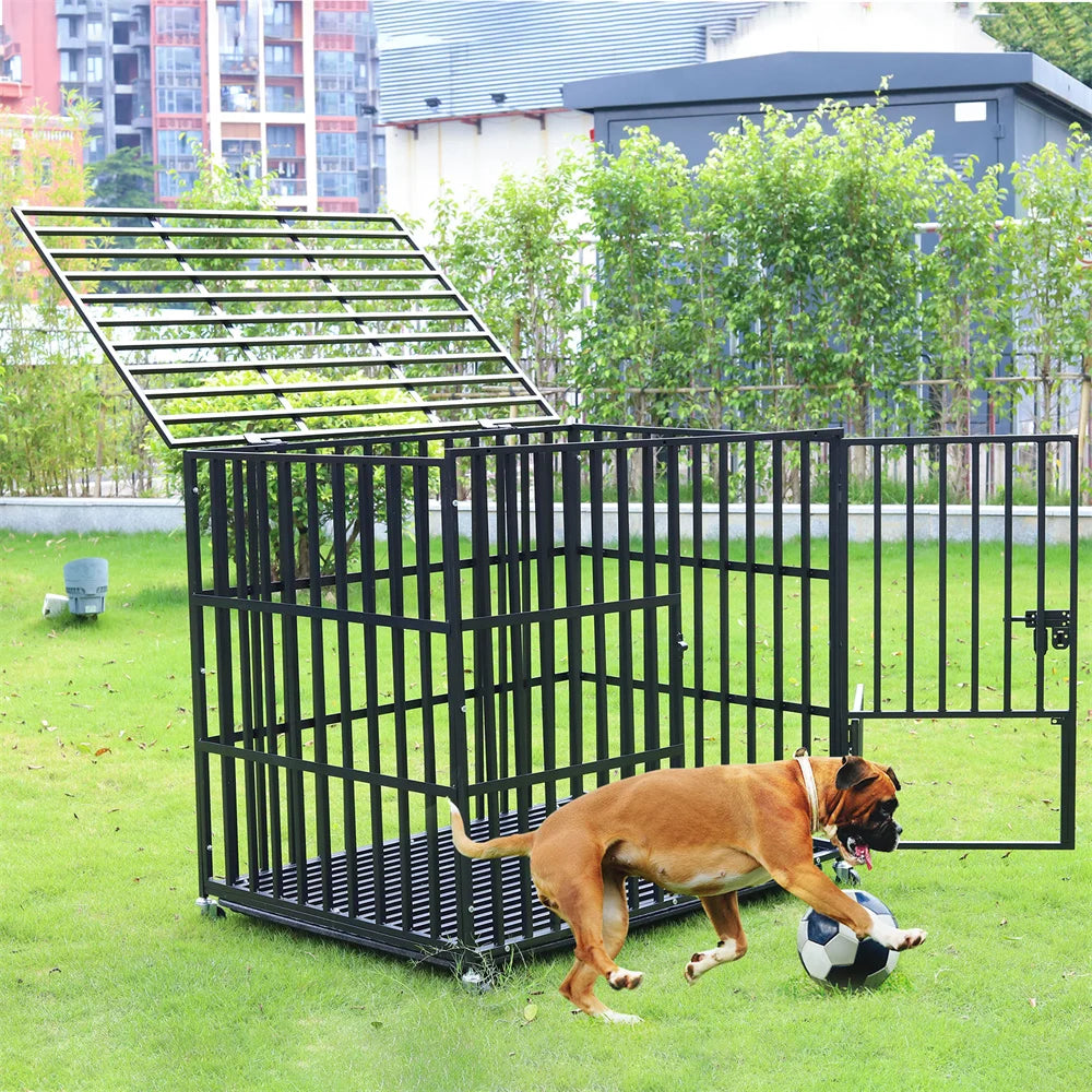 BORWARTH Heavy Duty Dog Crate with Chew Resistant Square Tube