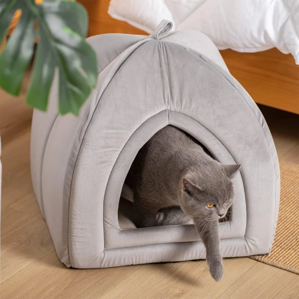 2 in 1 Cat House Bed for Indoor Cats