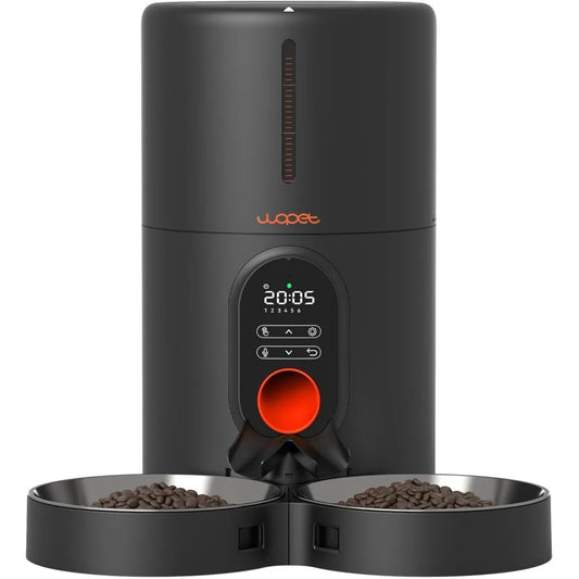 Automatic Pet Feeder With Dual Bowls, Programmable Meals And Voice Recording