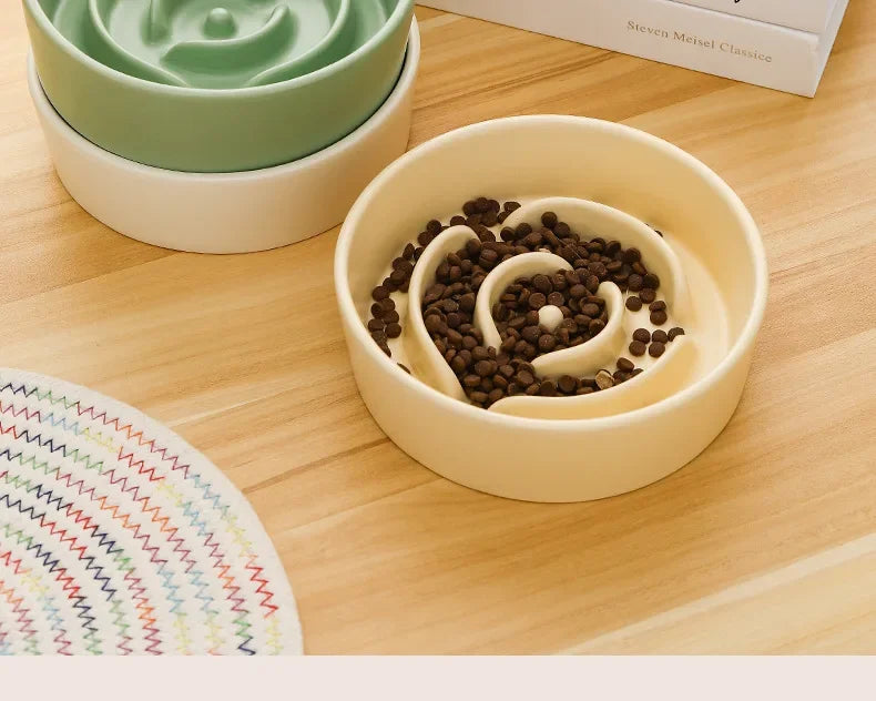 Ceramic Slow Feeder Pet Bowl For Cats And Dogs Anti Choke