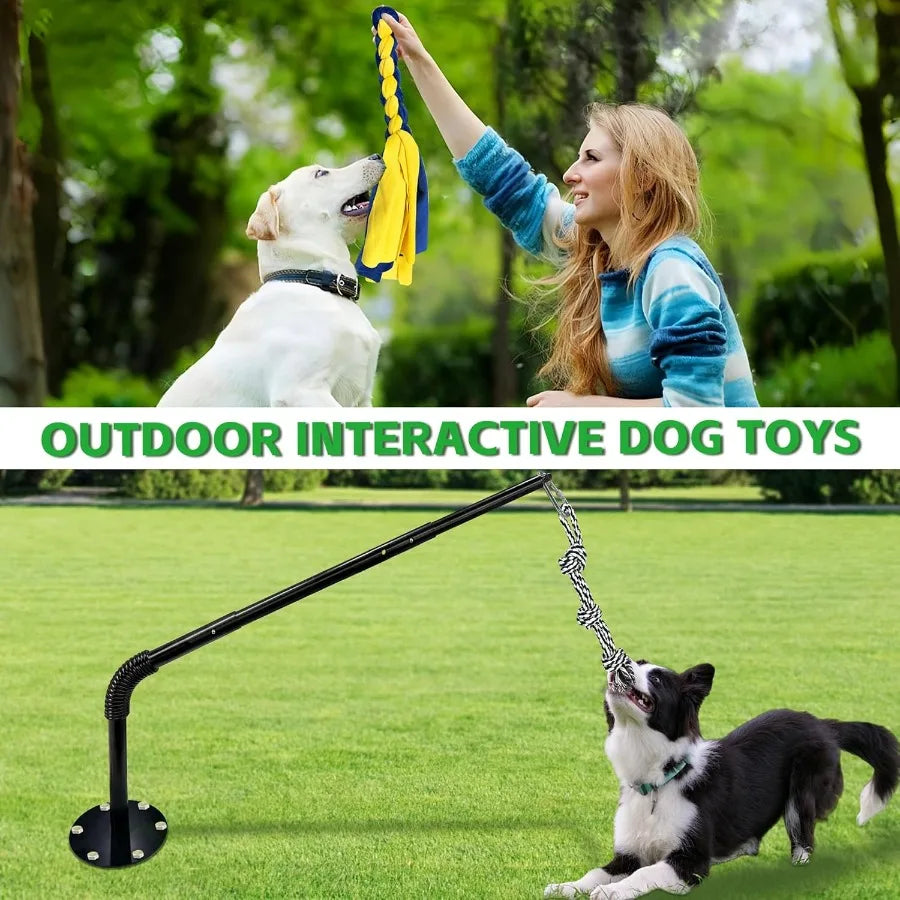Tether Tug Outdoor Dog Toy Interactive Exercise Game With Rope Toys And Bell