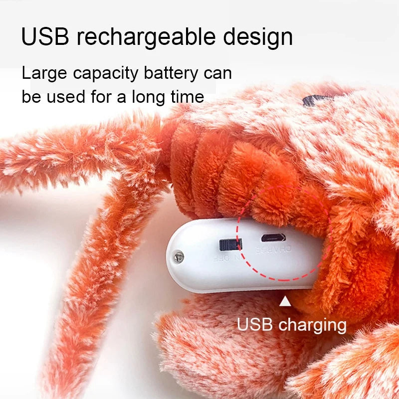 Electric Lobster Cat Toy USB Rechargeable Jumping Plush