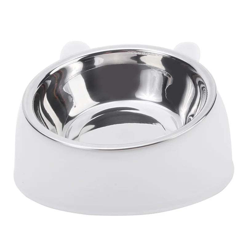 High-concerned Cat Bowl Inclined Stainless Steel Feeding Dish