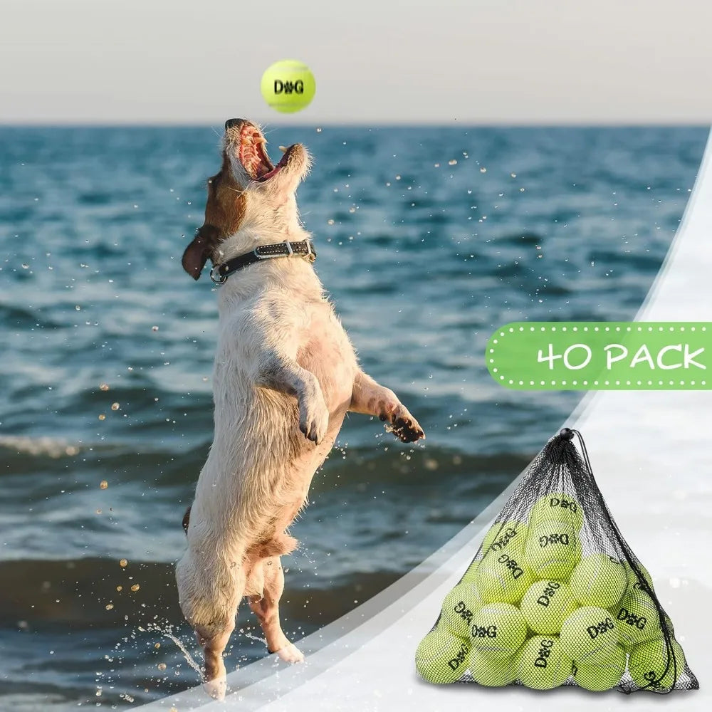 40 Pack Tennis Balls Dog Toys Bulk With Carrying Bags