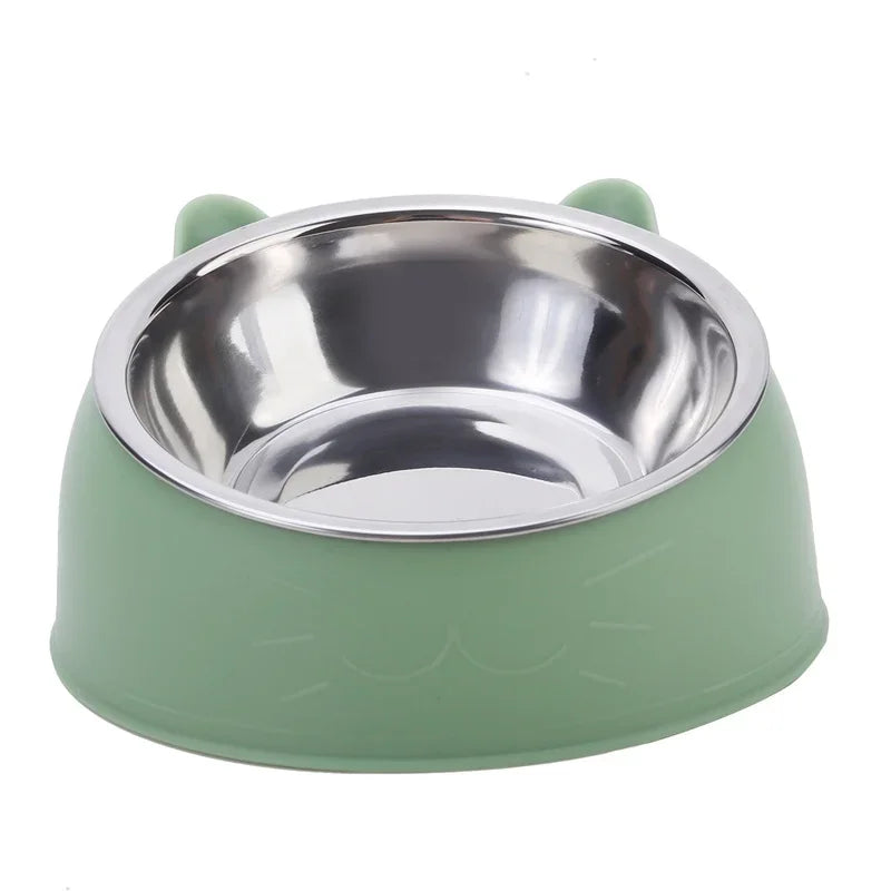 High-concerned Cat Bowl Inclined Stainless Steel Feeding Dish