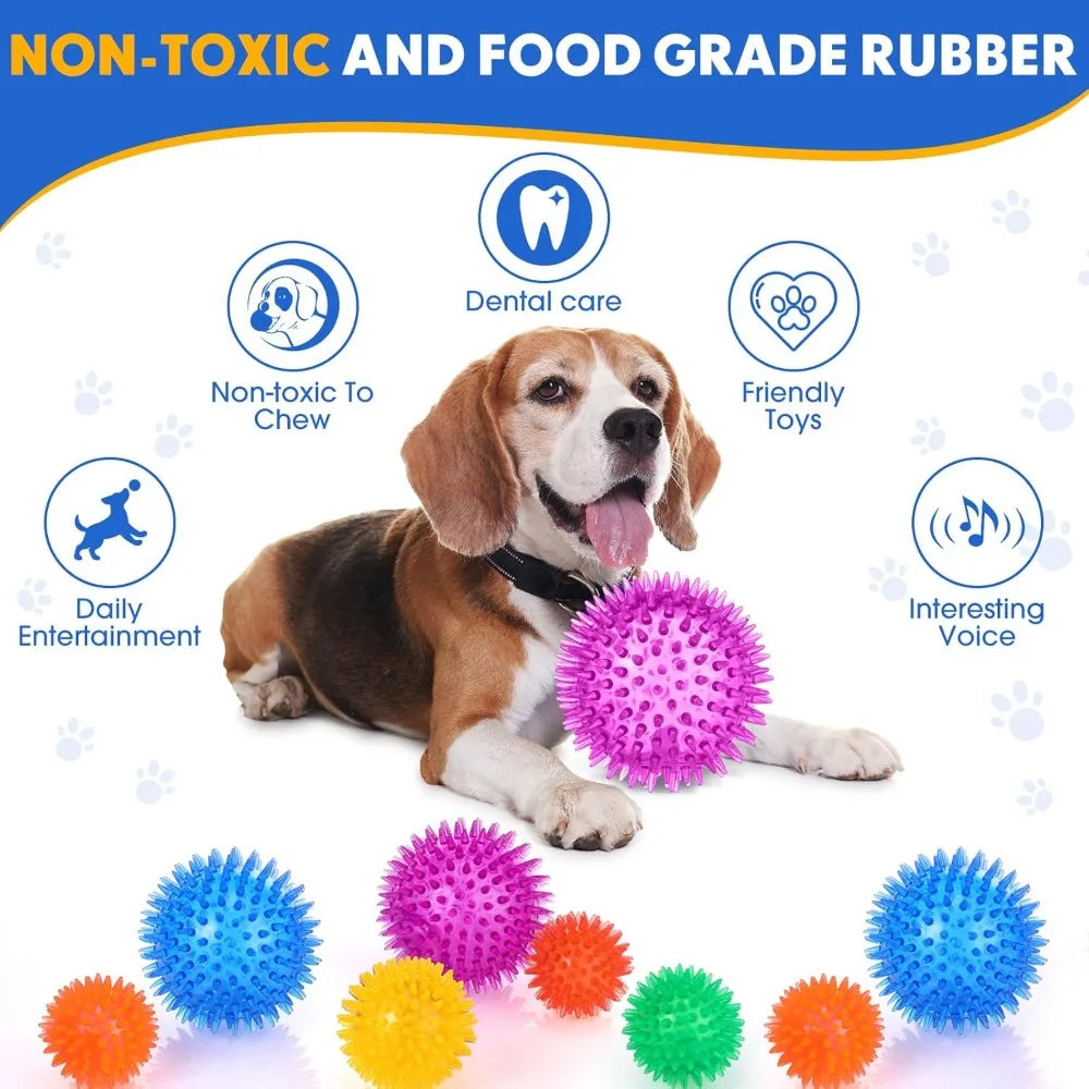 Hign-concerned Squeaky Spikey Dog Balls Pack for Aggressive Chewers