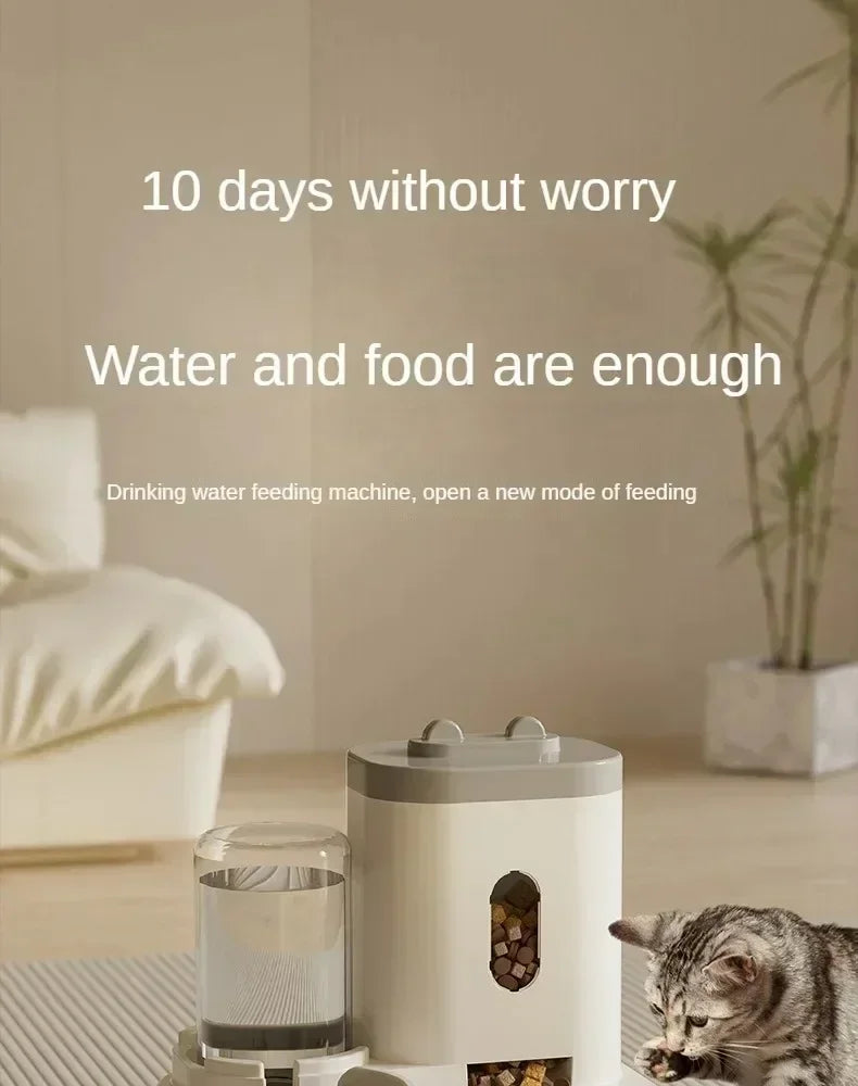 Automatic Pet Feeder For Cats And Dogs With Water Fountain