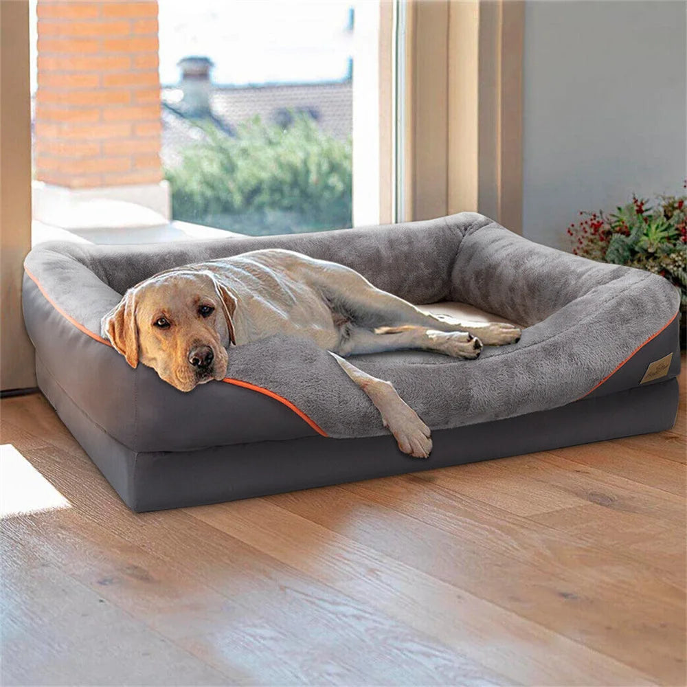 BORWART Orthopedic Memory Foam Dog Bed With Waterproof Removable Cover
