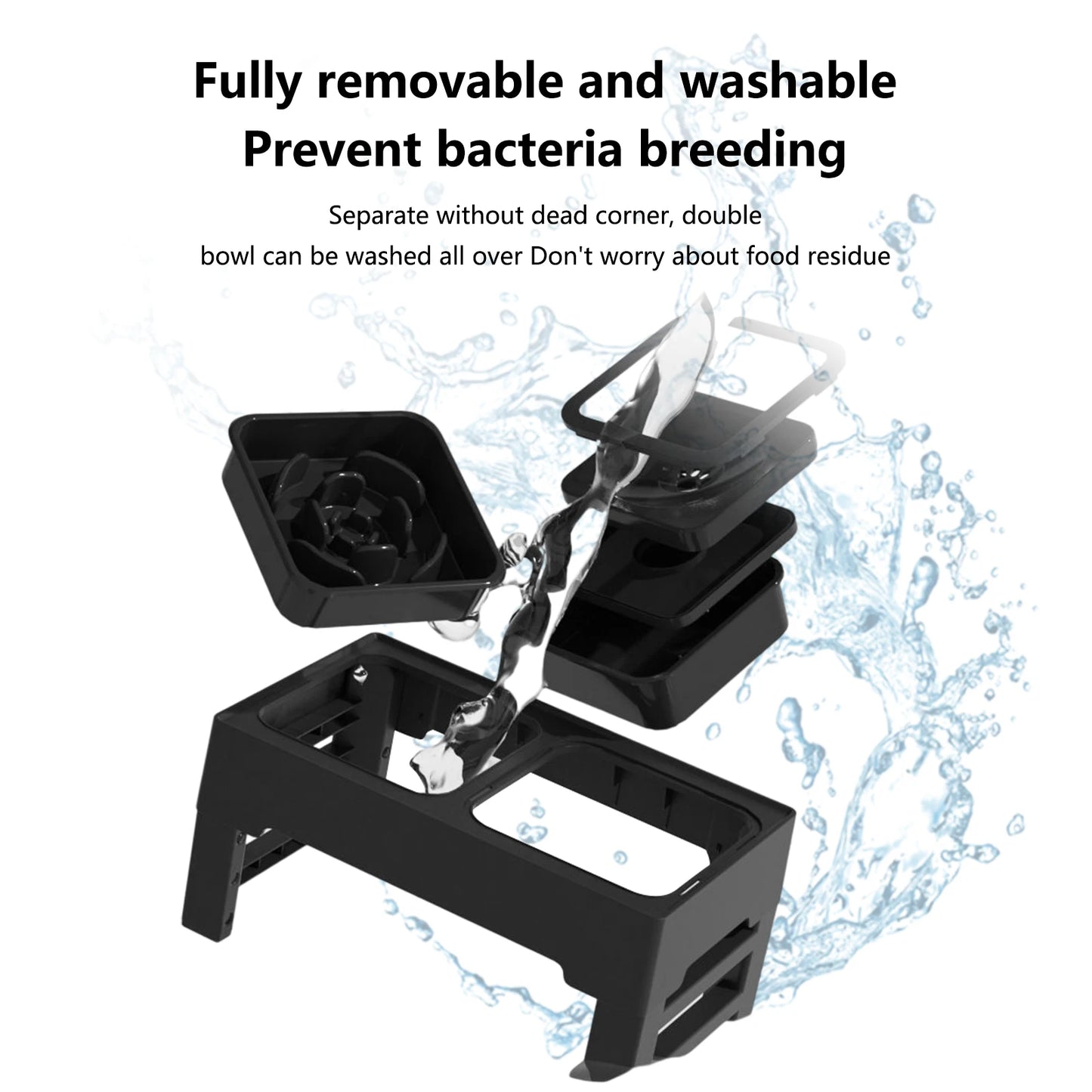 TWISTER.CK Stainless Steel Slow Feed Water Bowl For Dogs And Cats Adjustable