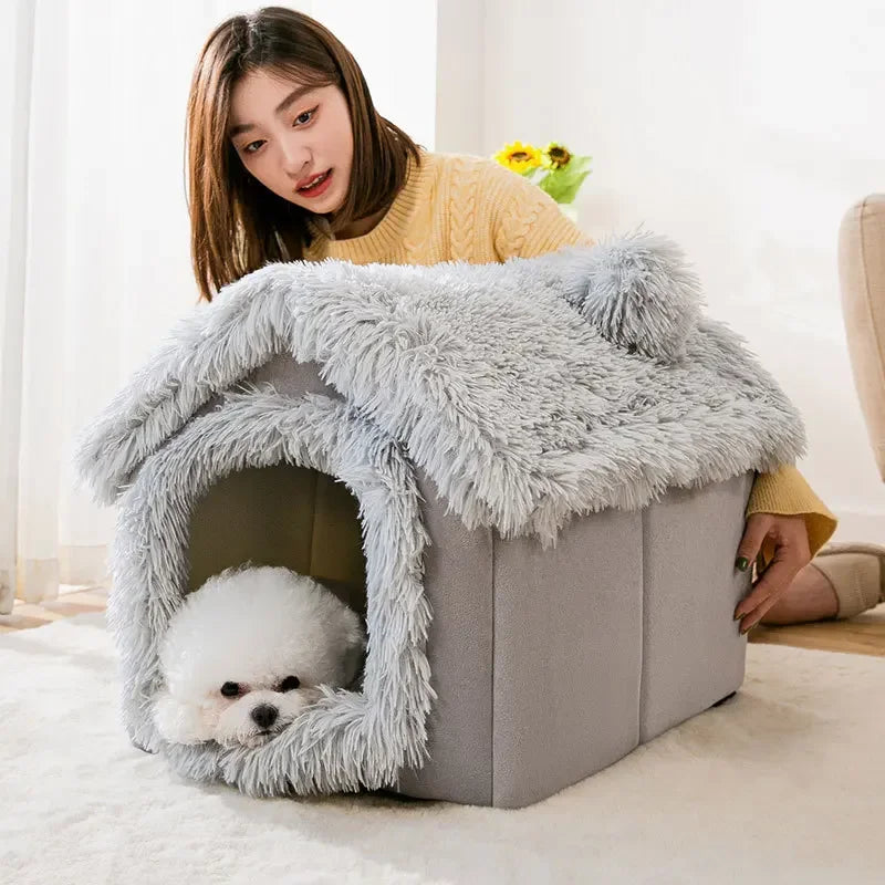 Indoor Soft Dog Kennel Bed Cave For Small Dogs Portable