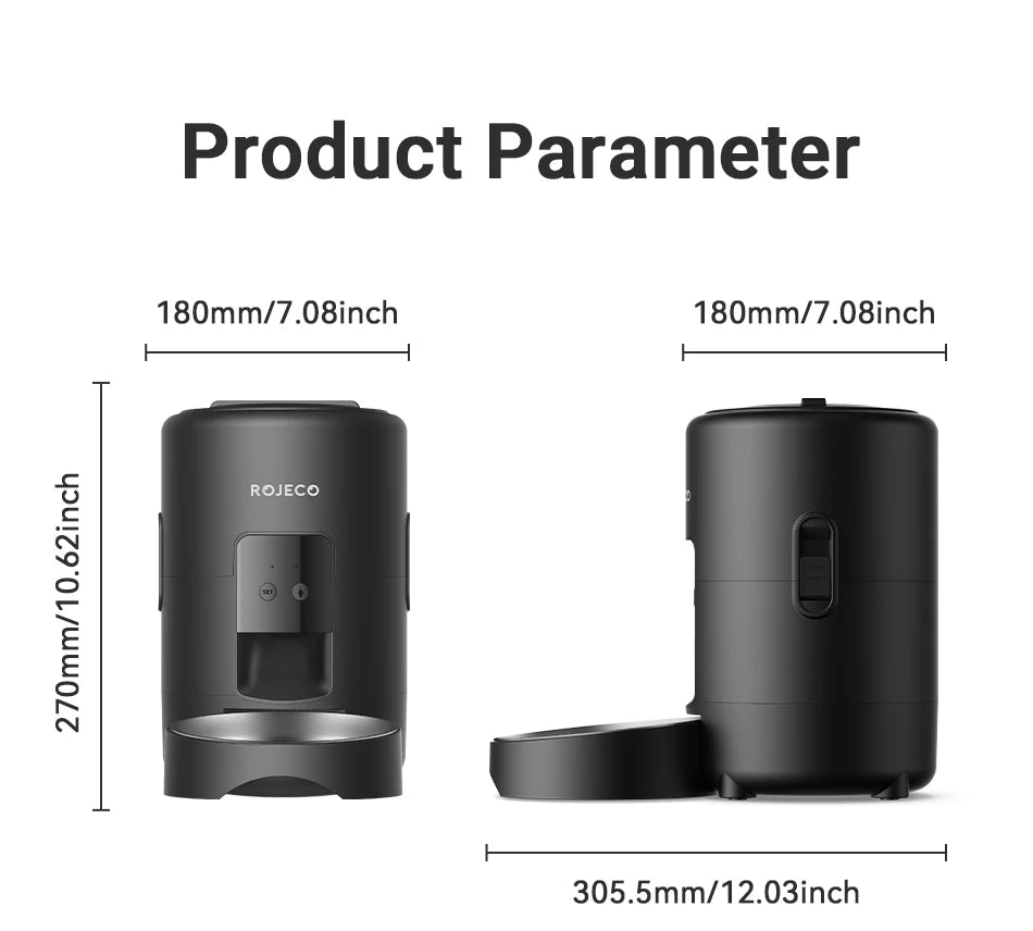 ROJECO Automatic Cat Feeder With WiFi App Remote Control