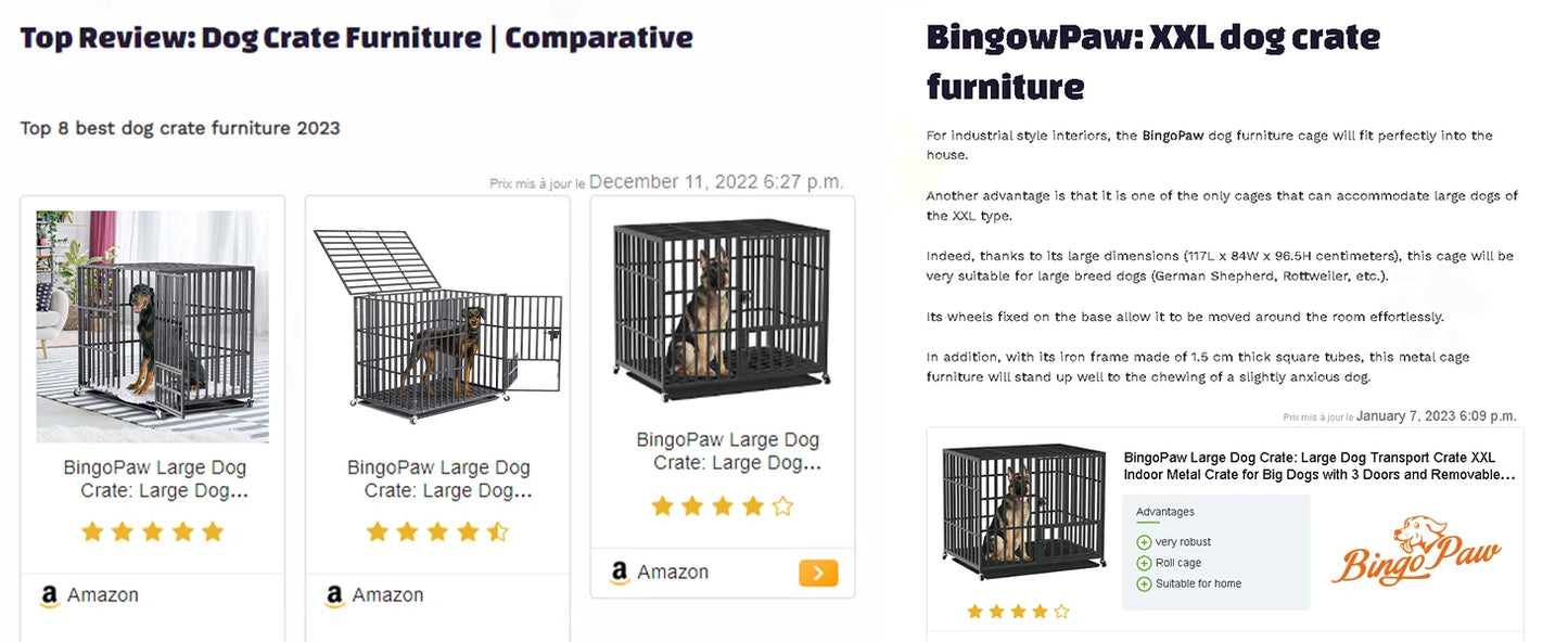 BORWARTH Heavy Duty Dog Crate with Lockable Wheels and Tray