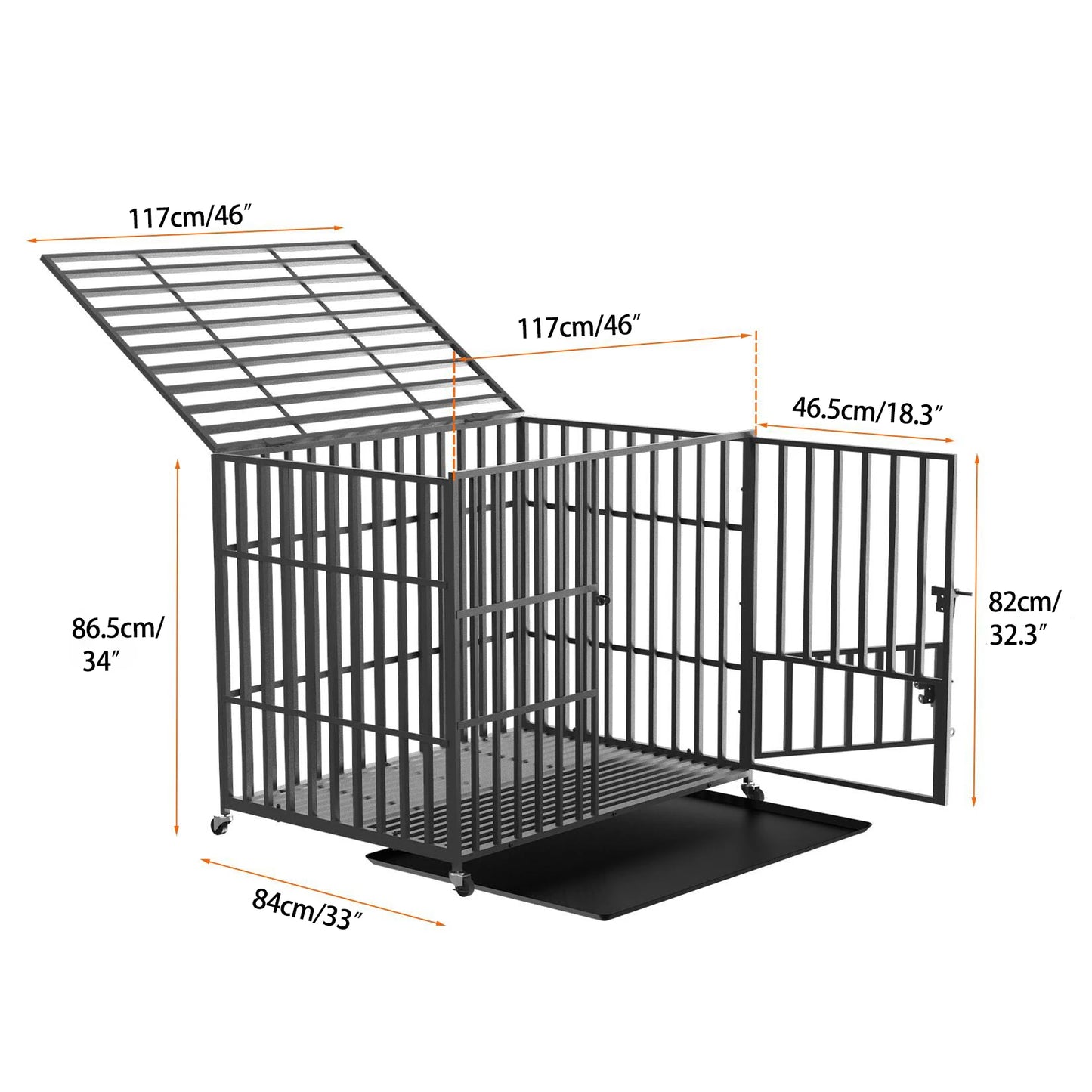 BINGOPAW Heavy Duty Dog Crate With Lockable Wheels