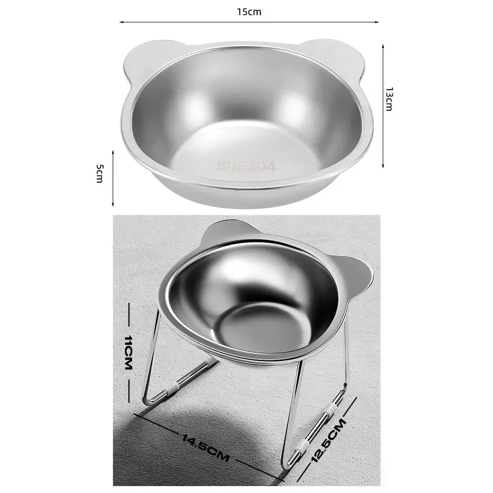 High-concerned Raised Cat Bowls Tilted Neck Food Bowl 304 Stainless