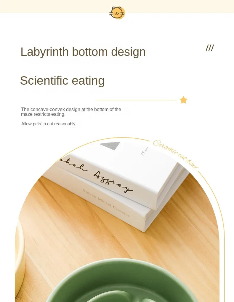 Ceramic Slow Feeder Pet Bowl For Cats And Dogs Anti Choke
