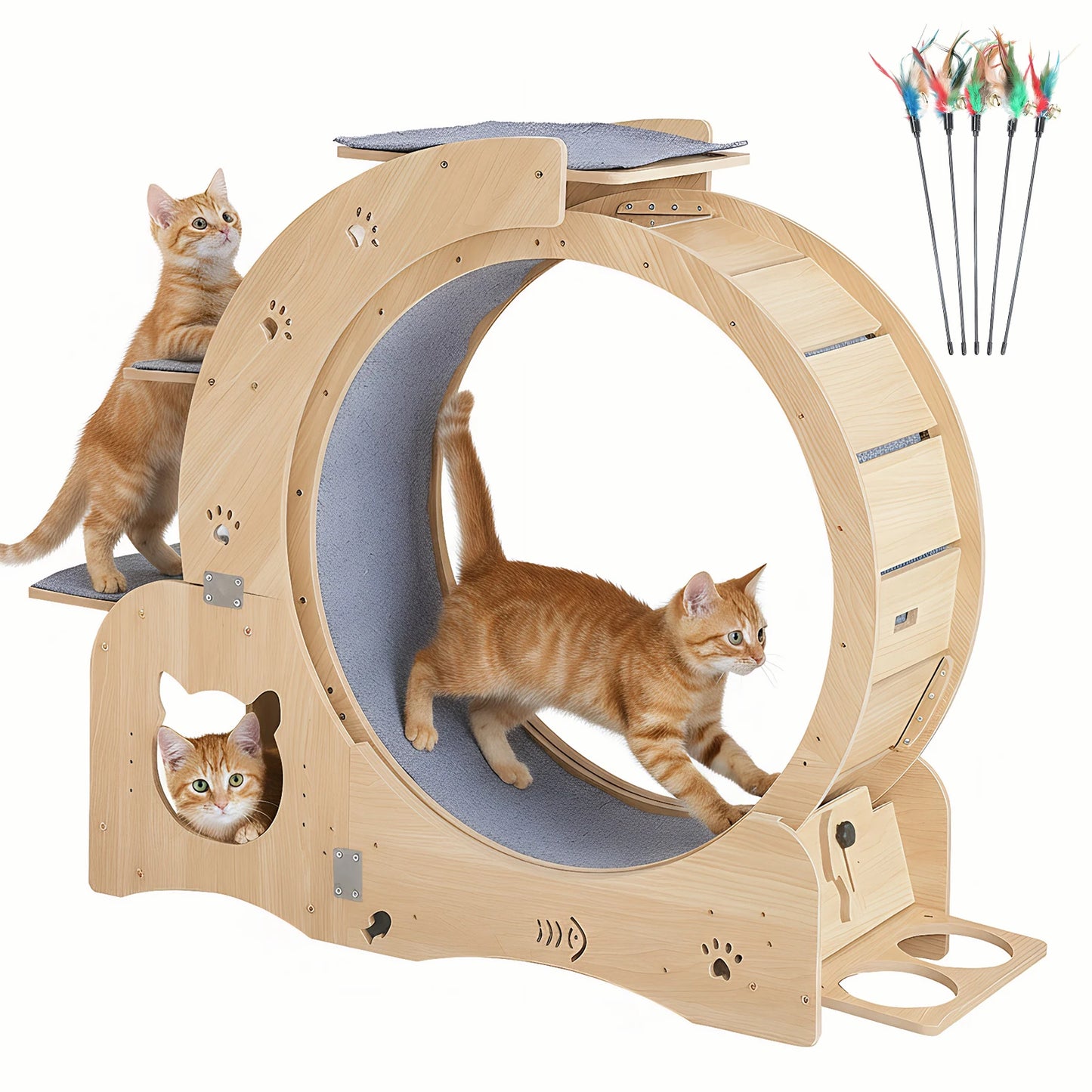 APWIKOGER Six In One Indoor Cat Activity Center Wooden Teaser