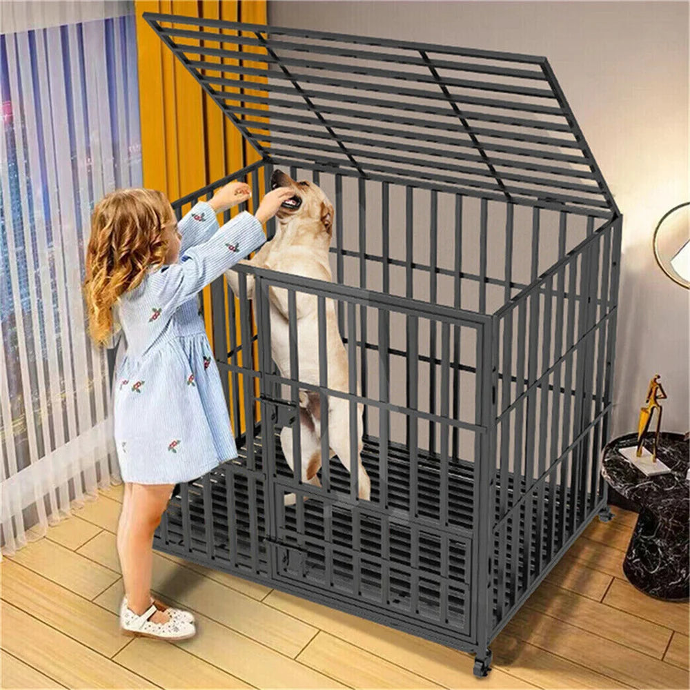 BORWARTH Heavy Duty Dog Crate with Chew Resistant Square Tube