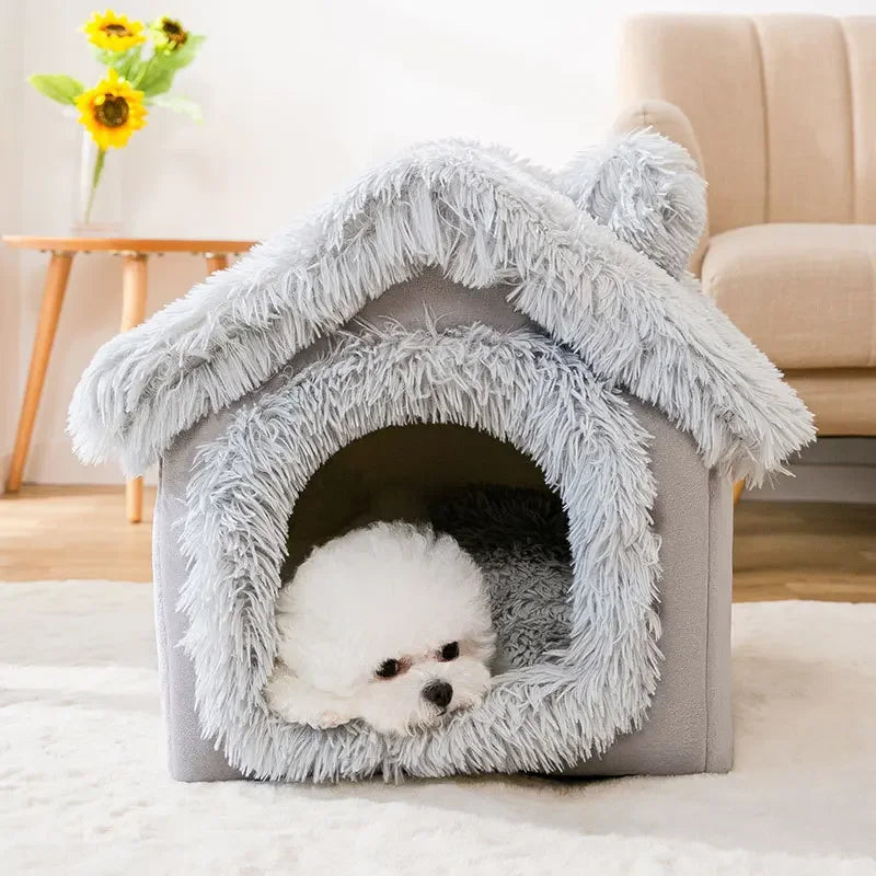 Indoor Soft Dog Kennel Bed Cave For Small Dogs Portable