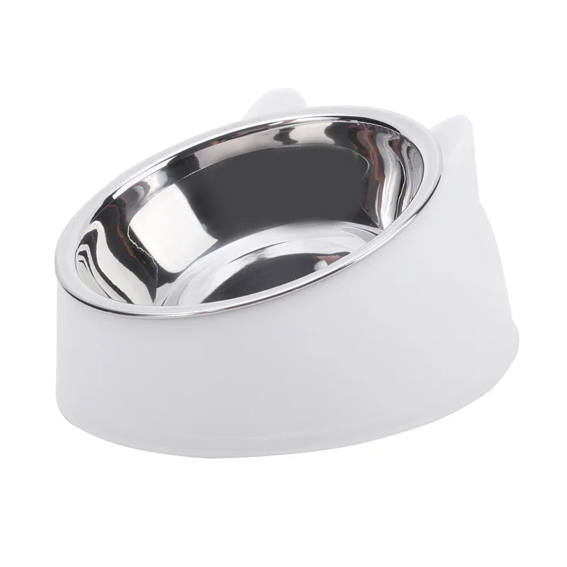 High-concerned Cat Bowl Inclined Stainless Steel Feeding Dish