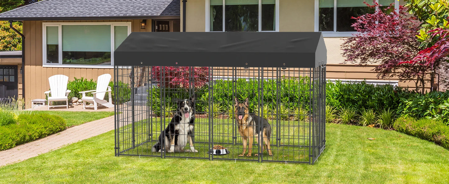 BORWAR Heavy Duty Dog Kennel Welded Metal Playpen Indoor Outdoor