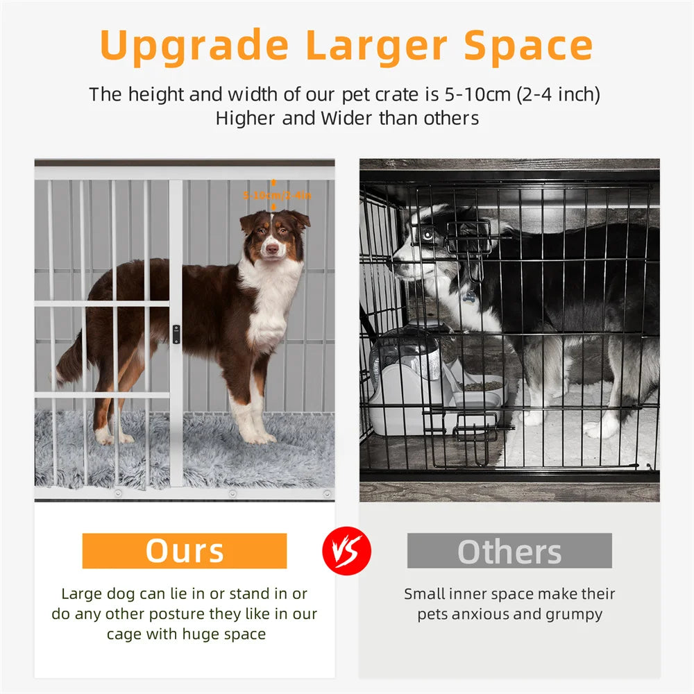 BORWARTH Wooden Dog Crate End Table Kennel with Tray