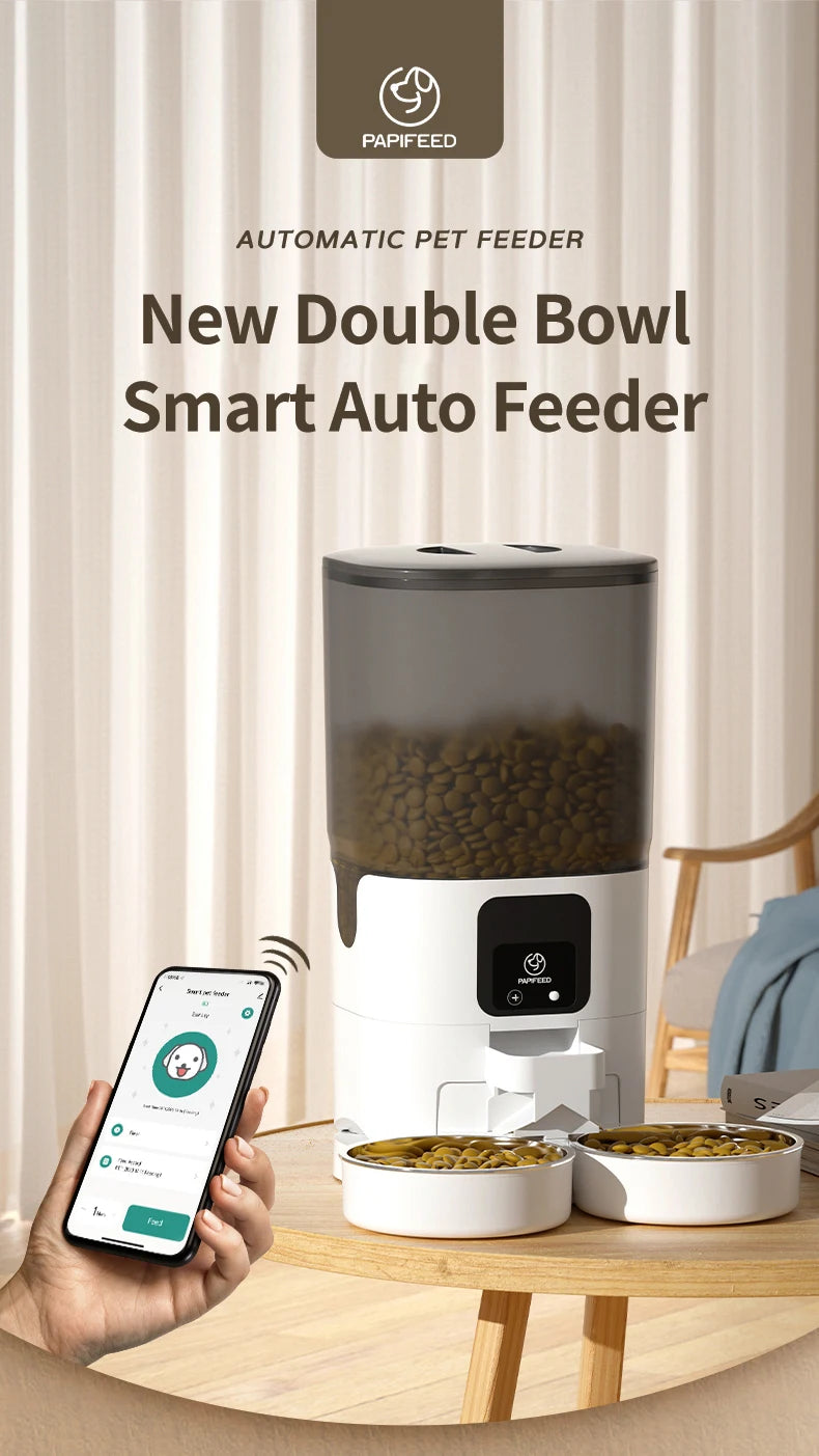 PAPIFEED Dual Bowl Smart Automatic Pet Feeder With WiFi