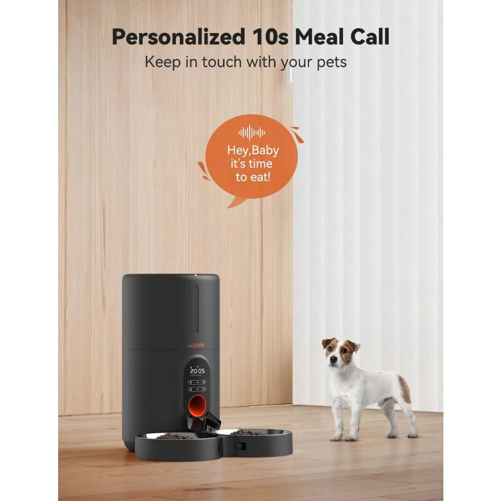 Automatic Pet Feeder With Dual Bowls, Programmable Meals And Voice Recording