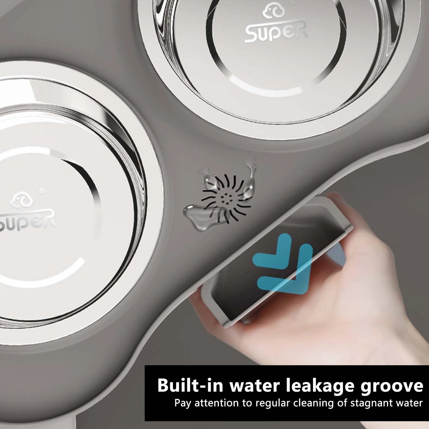 Hign-concerned Elevated Dog Feeder Stainless Steel No Spill Design