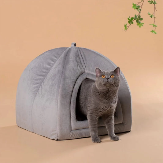 2 in 1 Cat House Bed for Indoor Cats