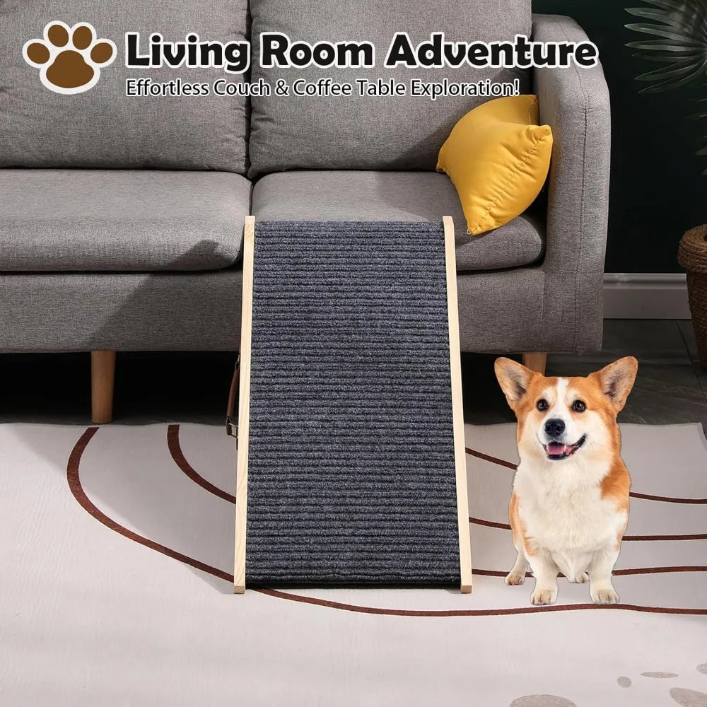 Natur Wooden Adjustable Dog Ramp With Non Slip Surface